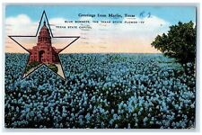 1948 Greetings From Marlin Blue Bonnets Texas State Capitol Texas TX Postcard picture