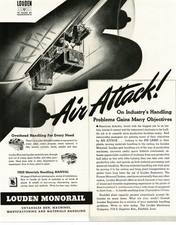 1942 Louden Monorail Air Attack Overhead Material Handling Vintage Print Ad picture