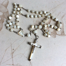 Old Silver Rosary & Mother-of-Pearl Beads 19th Century picture