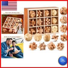 Yilloog 12 Pcs Wooden Brain Teaser Puzzles Set, 3D Logic Games For Adults picture