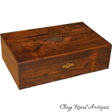 antique rosewood document box victorian 1890 with provenance letters lap desk picture
