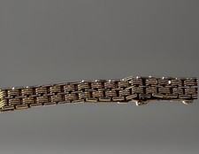 Goldette Bracelet Tank Chain Textured Gold Tone Link Estate 7.5
