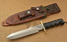 LOM HANDMADE D-2 STEEL BLACK G-10 MICARTA SURVIVAL BOWIE KNIFE WITH SHEATH picture
