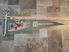 (VTG) 1915-20 Packard Car With People Wisconsin Farm Banner Felt Pennant picture