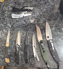 Lot Of Used 9 Knives Including A Spyderco Resilience And Ontario Rat 1 picture