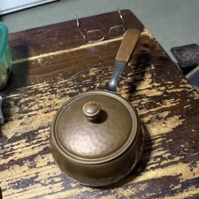 Stockli-Netstal-Vintage Hammered-Copper-Pot-With-Wooden-Handle - Swiss made picture