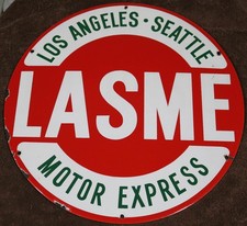 VINTAGE LASME LOS ANGELES SEATTLE MOTOR EXPRESS ORIGINAL PORCELAIN SIGN picture