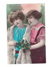 SE1565  ART DECO  FAMOUS CURLY HAIR MODEL & FRIEND   RPPC HAND.COL picture