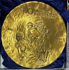Wendell August Boy Scouts Boys' Life 1911-2001 Brass Wall Plaque 2001 picture