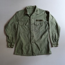 Vtg Military Shirt Mens medium Vietnam War Era Green OG 107 Utility 1960s 60s picture