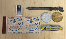 1962 Seattle World's Fair Lot Tickets Stamp Coin Token Letter Opener Knife picture