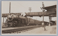 RPPC Postcard - #134 Steam Locomotive 4-8-2 Passenger Ironton Train Station picture