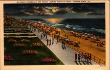 1944 WWII Era Navy Nurse Postcard Ocean Promenade Virginia Beach VA picture