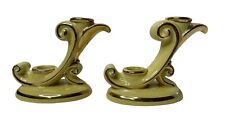 Pair Abingdon Pottery Candle Holders Yellow and Gold Double Taper Candlesticks  picture