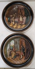 Antique Set of 2 Johann Maresch Antique Wall Plate Terracotta Signed #5325 #5324 picture