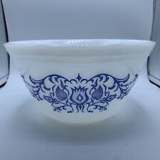 Vtg Federal Milk Glass Nesting Mixing Bowl Bucks County Blue Floral Pattern 9 In picture