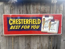 VINTAGE Original CHESTERFIELD CIGARETTES Embossed Metal Sign Best For You 34x12 picture