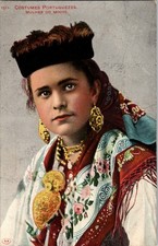 Vintage Portuguese Costume Postcard Mulher do Minho Traditional Dress picture
