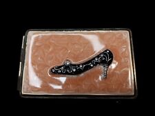 Vtg  Mini Picture Holder Metal Case Pocket Purse Victorian Slipper  picture