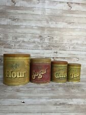 VTG Ballonoff Nesting Tin Metal Canister Flour Sugar Coffee Tea 70s Lot of 4 USA picture