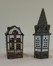 Lithuanian Handcrafted Clay Pottery House&Spire/Keramik Candleholder--Vintage picture