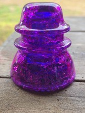Hemingray 42 Crackle Glass Insulator Ultraviolet Pink Cobalt Custom Art picture