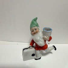 Vintage 1950s German Porcelain Christmas Gnome Candle Hugger stamped 42 picture