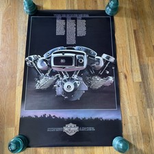 VTG 1981 Harley Davidson V-twin Dealership Poster Glory & Guts VERY RARE 36X24 picture