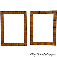 Pair Antique style American faux Tiger Maple Picture Frames Curly  folk  art picture