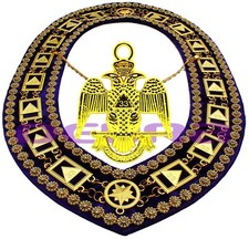 Masonic Collar DELUXE 33rd DEGREE SCOTTISH RITE PURPLE Backing + JEWEL DMP200 picture