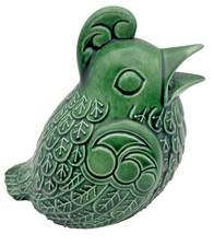 Ceramic Glazed Quail Bird Figurine Green Shaker picture
