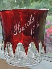 Souvenir ruby flash Glass small cup with handle, mug, Harold 1918 , 3