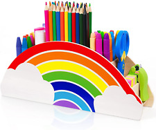 Wooden Pen Holder & Pencil Holders - Rainbow Supply Caddy Phone Holder Desk Orga picture