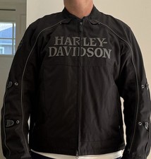 Willie G Harley-Davidson Black Motorcycle Jacket w/ reflective Skull. Size L  picture