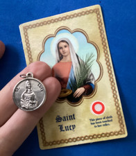 St. Lucy Medal + Relic Card Patron St. of Eye disorders picture