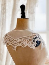 Antique Battenberg Tape Lace Trimmed Collar Edwardian Victorian Shoulder Cover picture