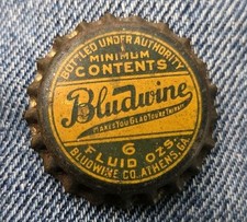 Bludwine Bottle Cap w Cork Liner - ATHENS Ga picture