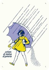 1968 MORTON'S SALT Girl Umbrella Rains it Pours DECORATIVE REPLICA METAL SIGN picture