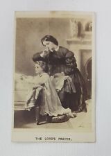 Cabinet Card young girl with mother praying bedside The Lords Prayer picture