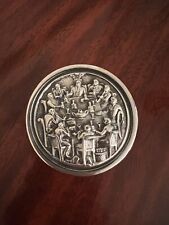 Lunt Silver Vintage Postage Stamp Roll Dispenser with Embossed Top with Figures picture