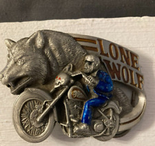Lone Wolf Biker Motorcycle Chopper Vintage Belt Buckle picture
