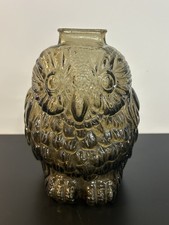 Vintage Wise Old Owl Glass Bank Amber Brown 6 1/4