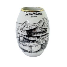 Vtg Ottlinger Sevelen 70’’s Schilthorn Summit @ 2970 Mt Souvenir Bud Vase 3.25”h picture