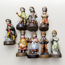 Lot of 8 DOLFI Wood Figurines Italy – Children, Animals, Deer, Flute Vintage Set picture