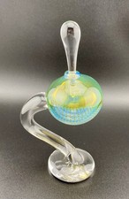 VTG 1999 Handblown Robert Burch Art Glass Perfume Bottle On Pedestal W/ Stopper picture