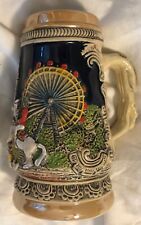 Vintage King Stein Wein 1/4L Ferris wheel Horse High-Relief Germany Ceramic Beer picture