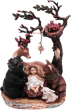 Freestanding Religious Figurine Featuring Baby Jesus Surrounded by Wildlife picture
