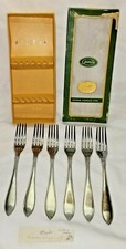 6 GENSE MCM STAINLESS STEEL FORKS BOX SWEDEN PRIO GOTEBORG KORSGATAN VTG RETRO picture