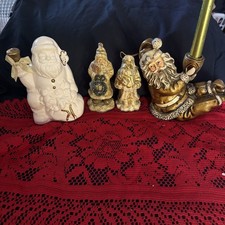 Lot Of 4 VTG White&Gold Santas 2 Figures 2 Figurines Or Ornaments Good Condition picture