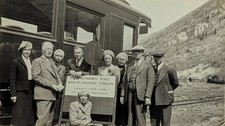 ​​​​​​Vtg Yukon Train Photo Carcross Whitehorse Dawson Atlin Sign White Pass RR picture